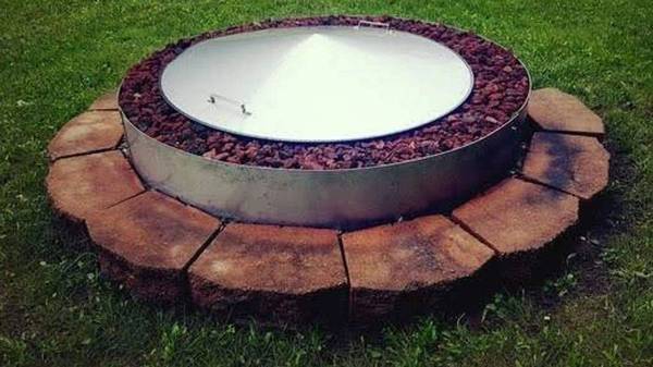 Conical Shape Fire Pit CoverNo Rust Stainless Steel. 37" Diameter x 6" Center Rise.
