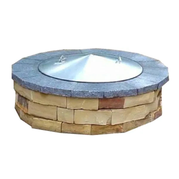 Conical Shape Fire Pit CoverNo Rust Stainless Steel. 37" Diameter x 6" Center Rise.